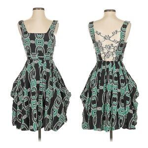 Leifsdottir‎ x Anthropologie Green and Black Fit and Flare Sundress